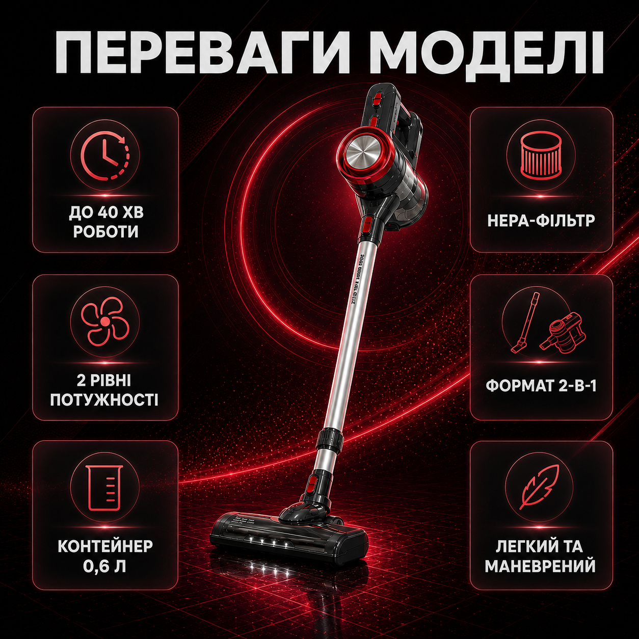 переваги пилососа Zip line top ZT-1506